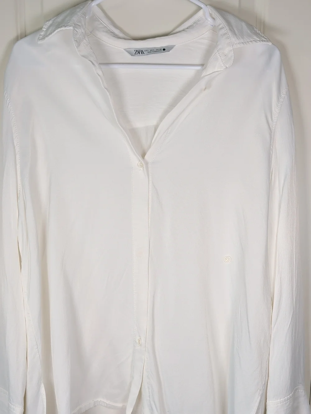 Zara White Button-Up Silk Blouse - Picture 5 of 11